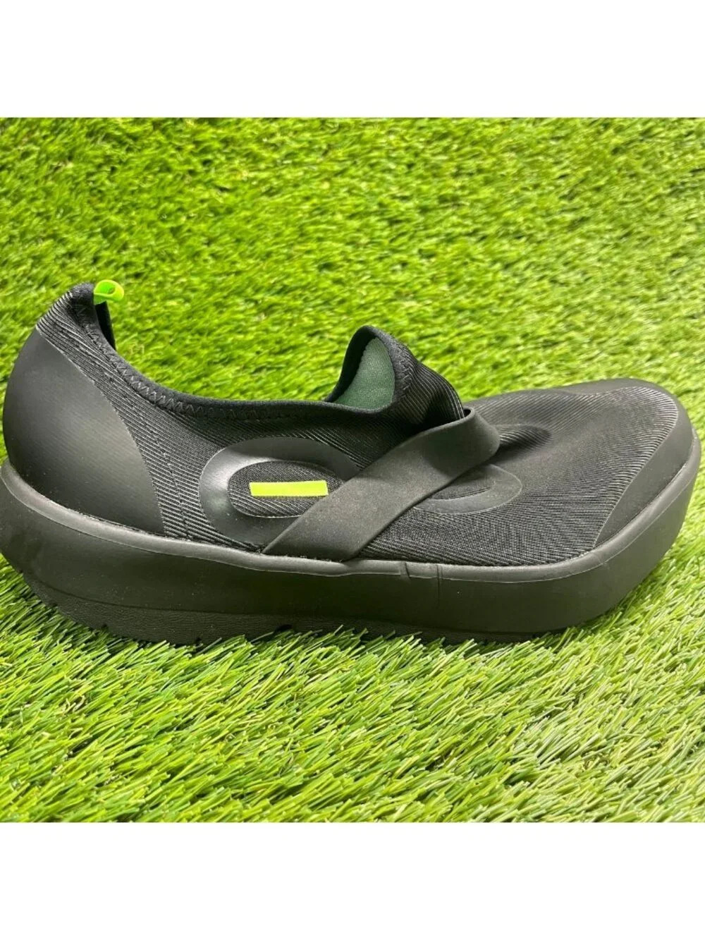 OOFOS OOmg Fibre Low Mens Size 9 Black Casual Walking Slip On Recovery Shoes‎
